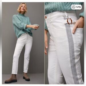 Anthropologie Pilcro Ultra High Rise
Side Striped Slim White Jeans 27